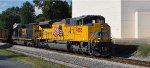 UP 9055 SD70AH leads CSX 8395 X-C&O 7536 SD40-2 rebuilt from SD40 south with a manifest through Cartersville GA 5-06PM 09-05-2016